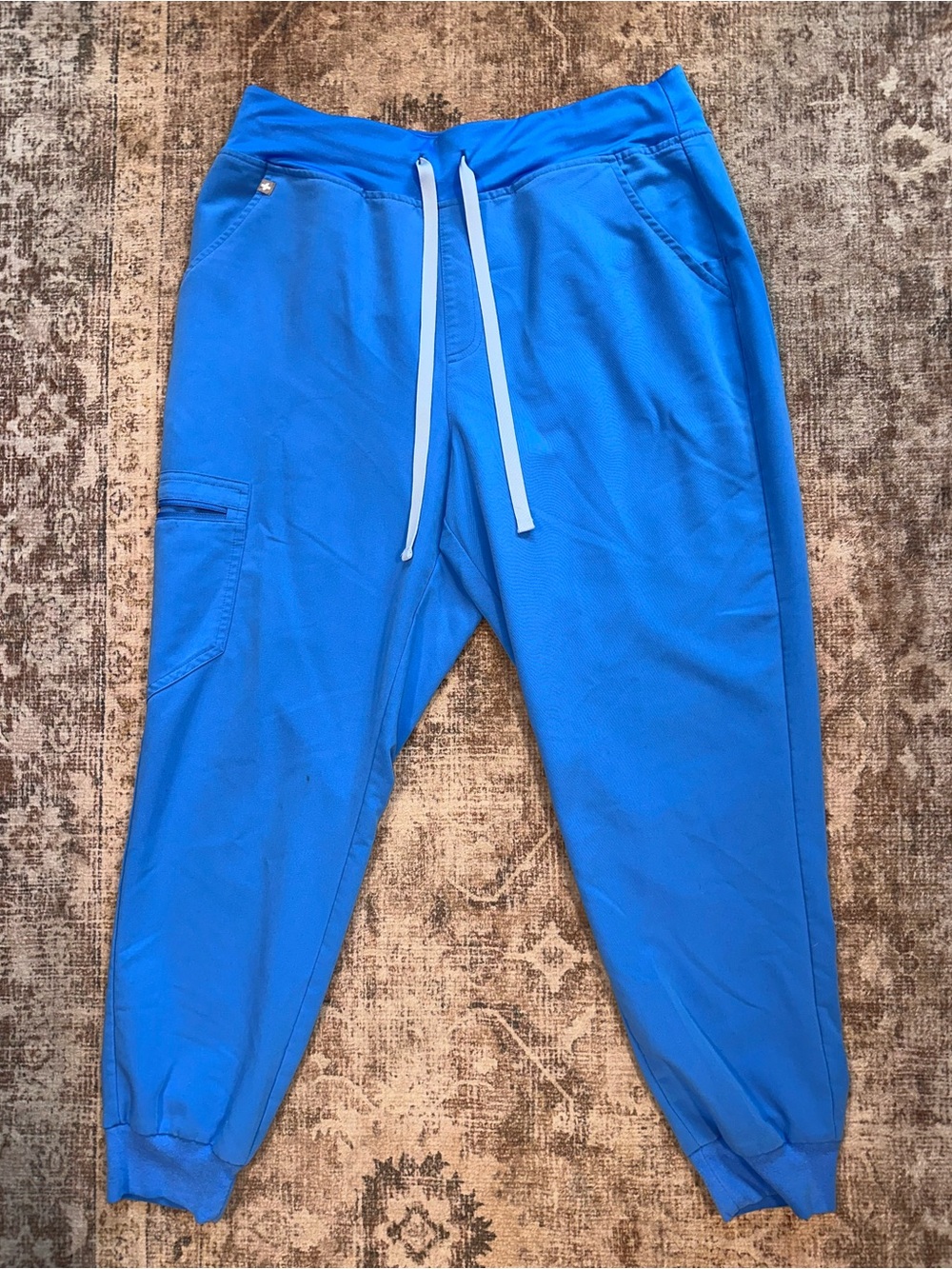 Figs Women's Jogger Scrub Pants in Bright Blue with White Drawstring